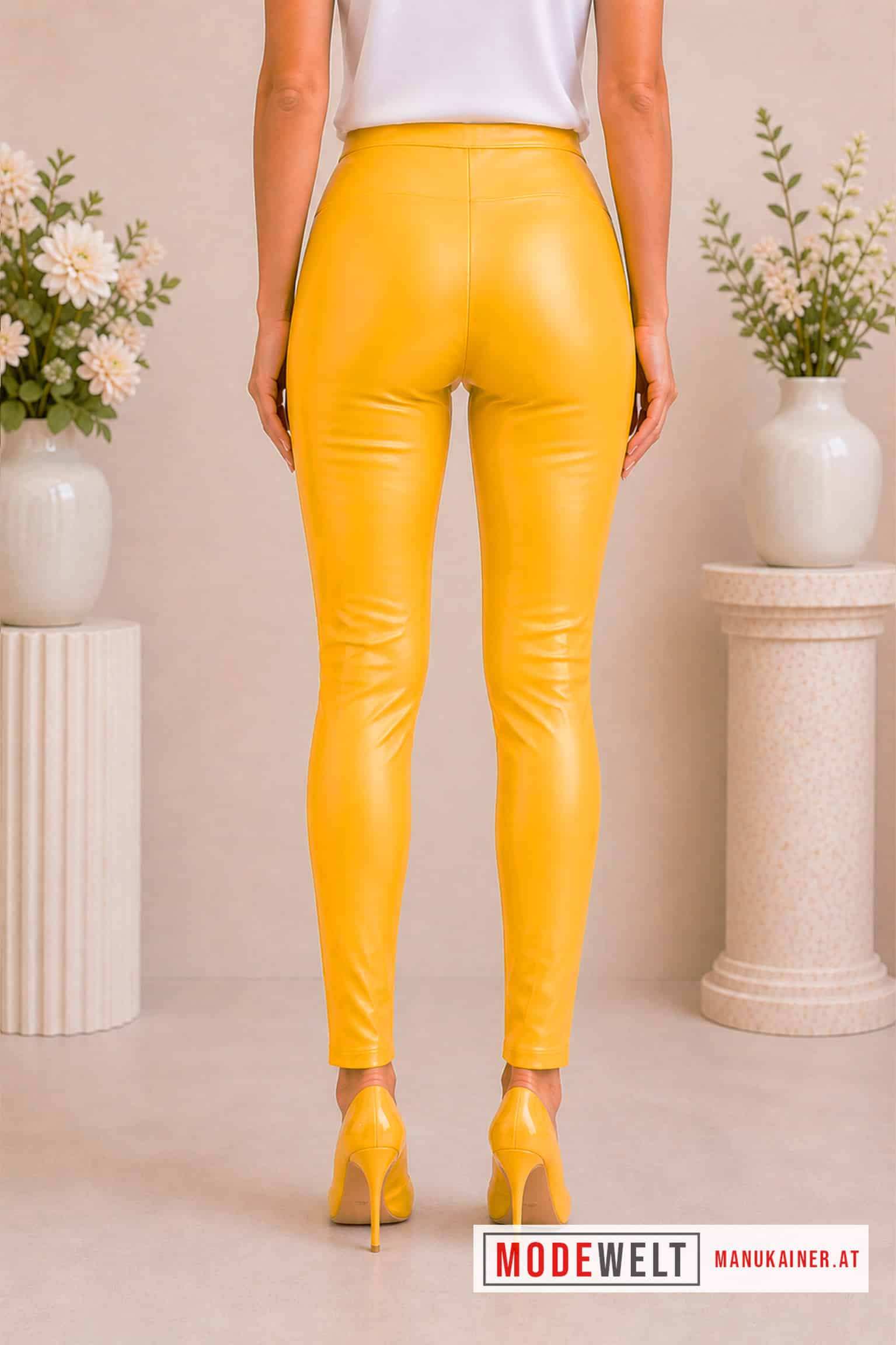 Soft-Lederlook-Legging aus Viskose, Gelb |Gr. 34-48|, Anr.: 4285 – Bild 3