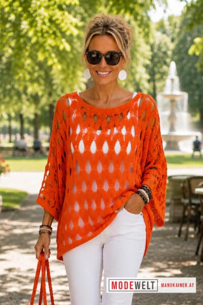 NetzPulli BellaDonna Orange |Gr. UNI 36-48|, Anr.: 4321