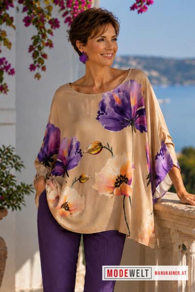 SeidenfeelBlusenShirt Bellissima Lila Dreams |Gr. UNI 38-48+|, Anr.: 4324