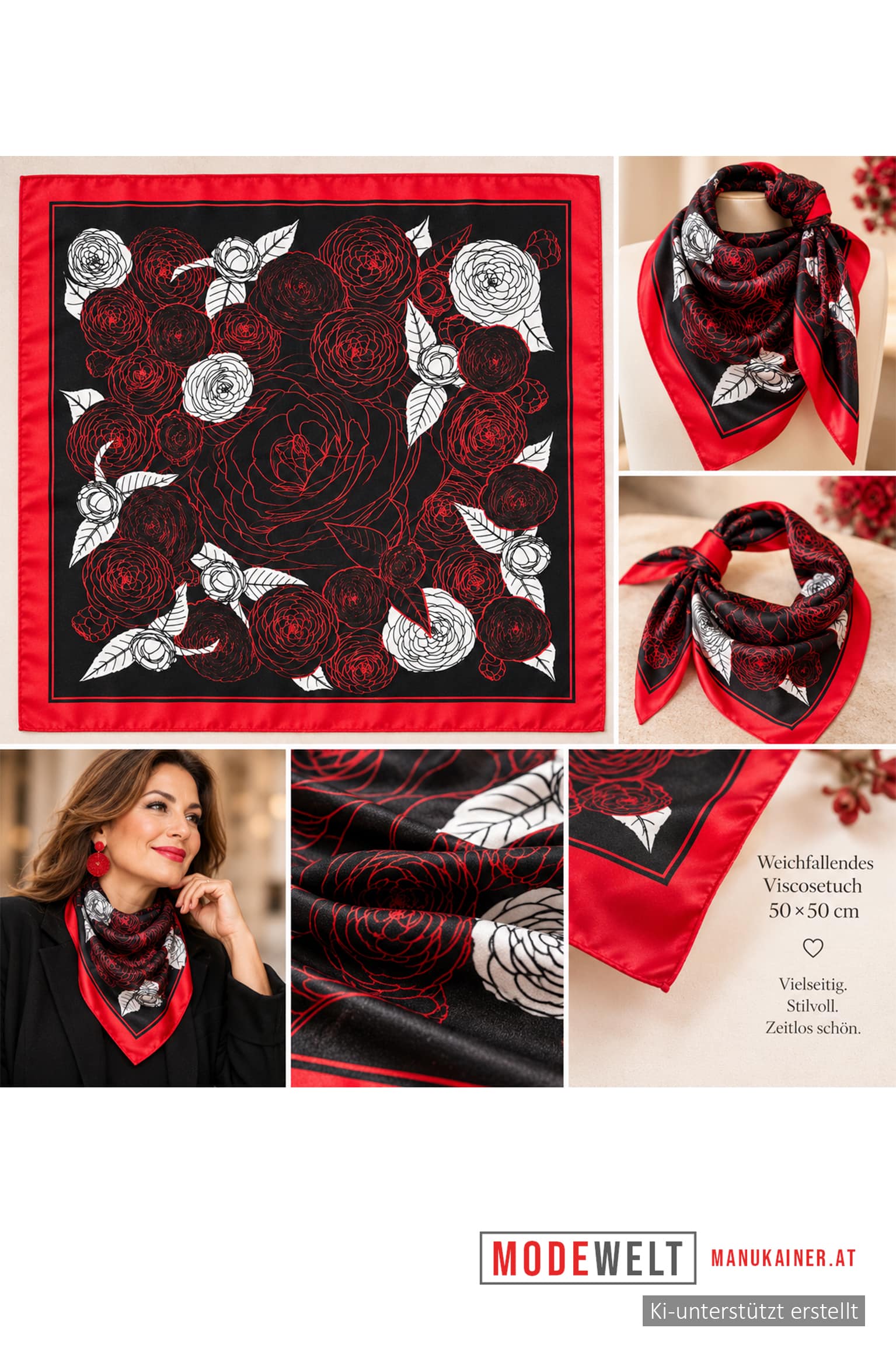 Viskosetuch Red Rose, Anr.: 4350