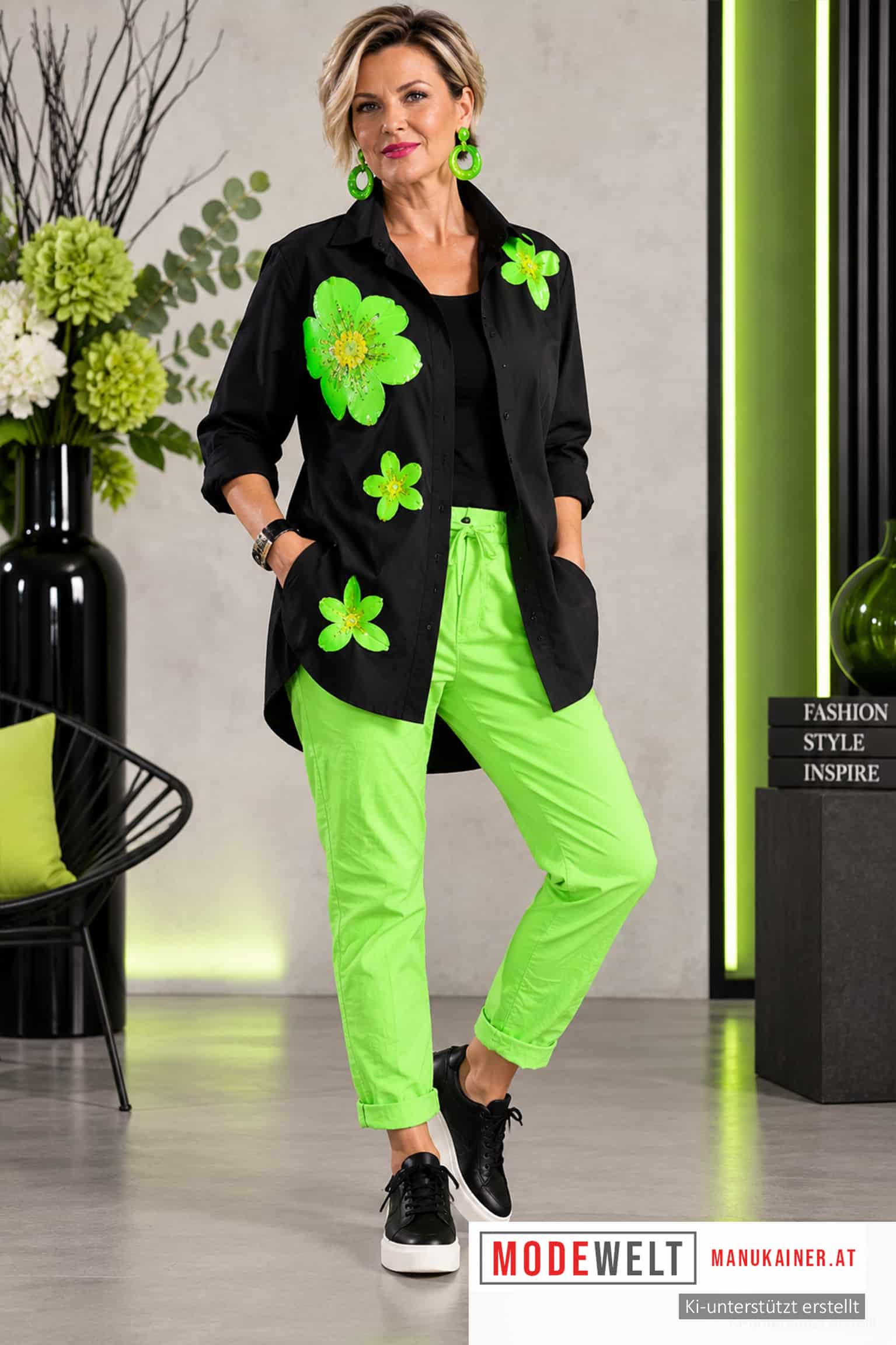Hemdbluse Green Flowers |Gr. UNI 38-46|, Anr.: 4360 – Bild 5