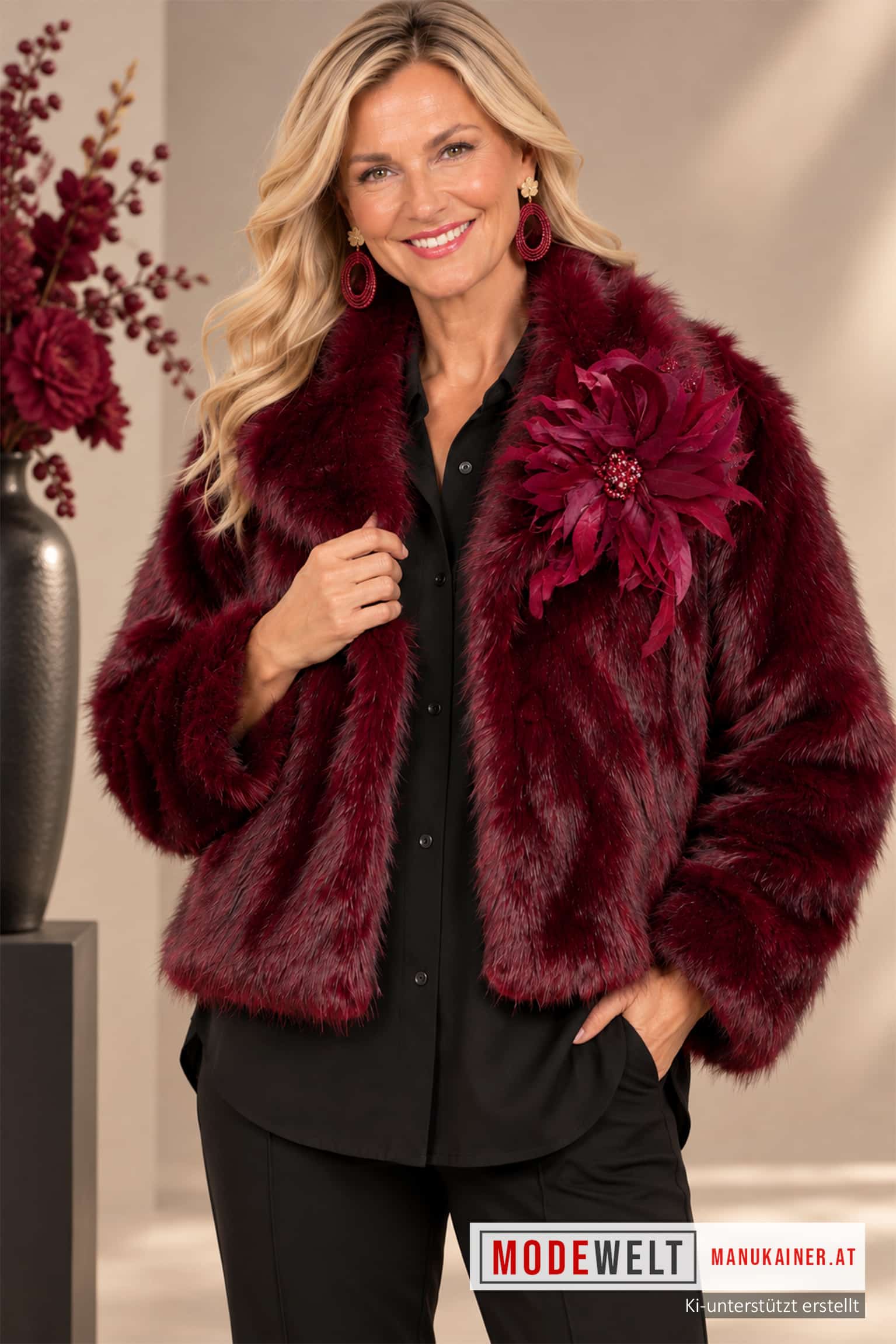 PelzchenJacke Cherie in Bordeaux |Gr. UNI 38-44|, Anr.: 4366
