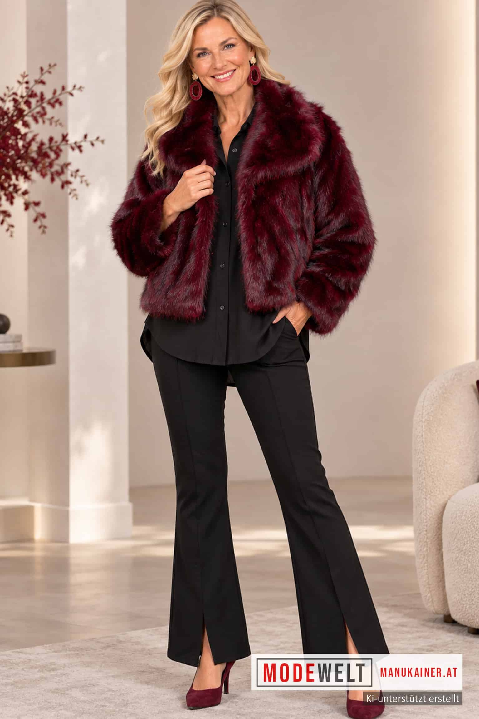PelzchenJacke Cherie in Bordeaux |Gr. UNI 38-44|, Anr.: 4366 – Bild 2